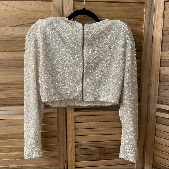 Retrofete Xi Sequin Top White Size L - Picture 4 of 7